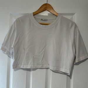 ZARA Cropped White Tee